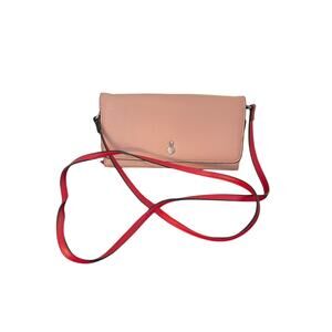 London Fog pink and red crossbody wallet